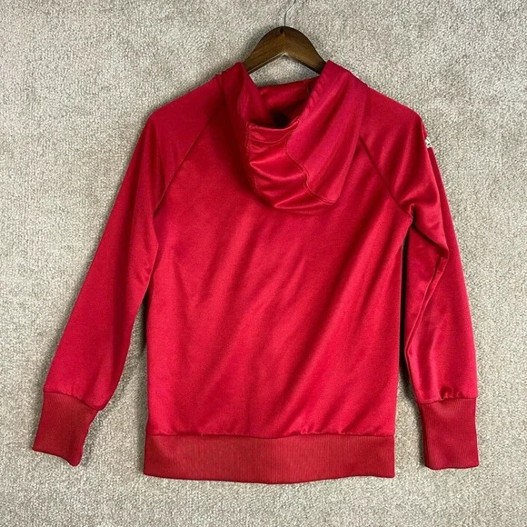 Adidas Track Jacket Youth Boys Size Large L Red Full Zip Hooded Zipped Pockets - Picture 8 of 8